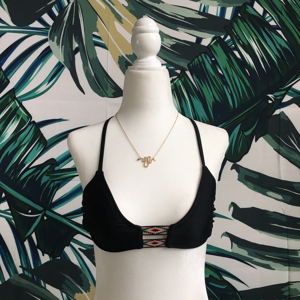 SWIM! Neon and Black T-Strap Bikini Top
